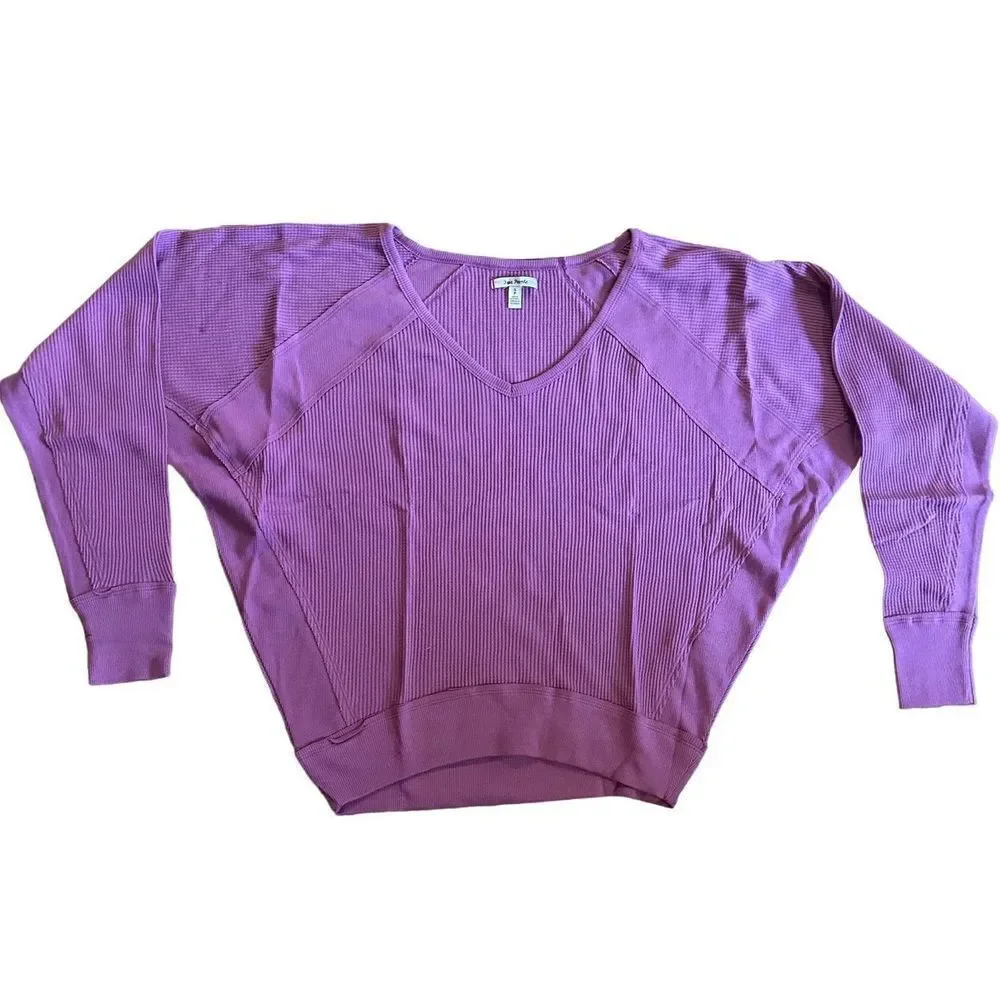 NWT Free People Thermal‎ Womens Small Mulberry Santa Clara Shirt Top V Neck